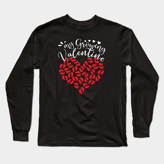 Growing My Valentine - Cool Pregnant Valentines day gift Long Sleeve T-Shirt by mahmuq